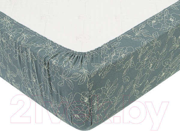 Изображение товара Простыня АртПостель Цветы на резинке 256 (200x200, зеленый)