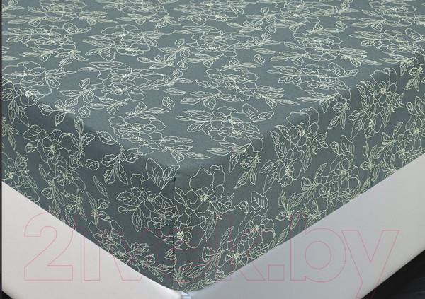 Изображение товара Простыня АртПостель Цветы на резинке 256 (200x200, зеленый)