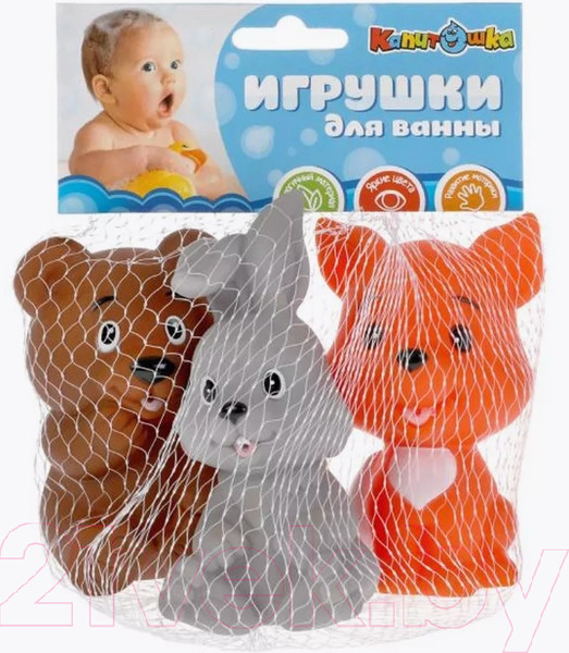 Изображение товара Набор игрушек для ванной Капитошка Заяц, лиса, мишка / LXB333-335-336