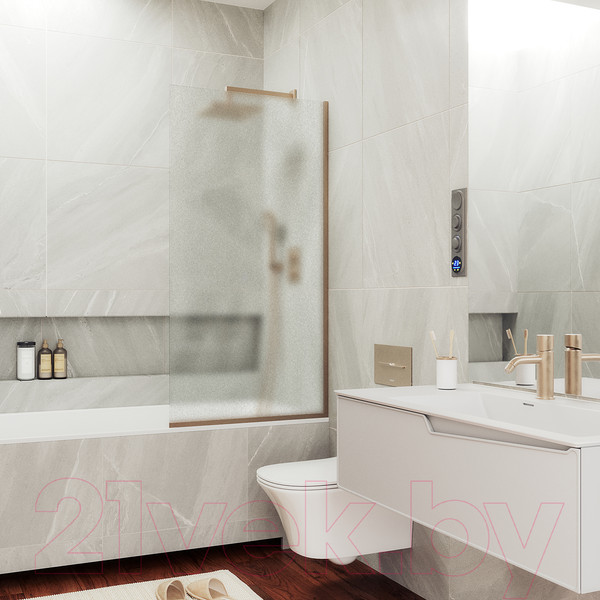 Изображение товара Стеклянная шторка для ванны MaybahGlass MGV-253-2у (сатин стекло/бронзовый)