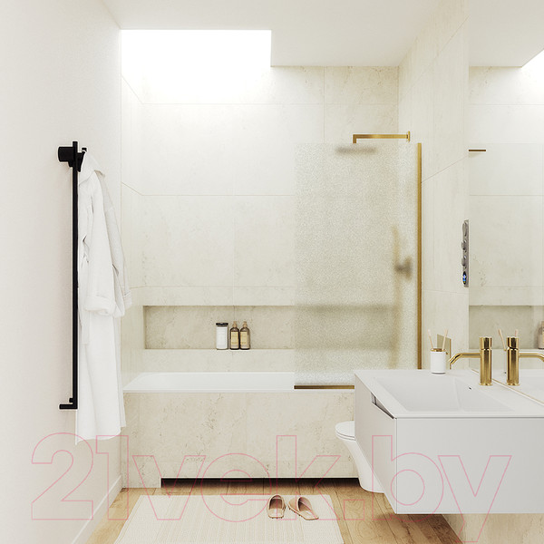 Изображение товара Стеклянная шторка для ванны MaybahGlass MGV-91-3у (сатин стекло/золотой)