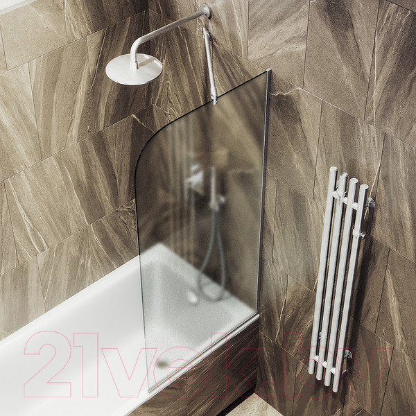 Изображение товара Стеклянная шторка для ванны MaybahGlass MGV-132-5у (сатин стекло/хром матовый)