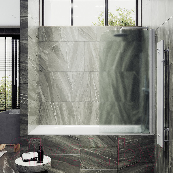 Изображение товара Стеклянная шторка для ванны MaybahGlass MGV-132-1у (сатин стекло/белый матовый)