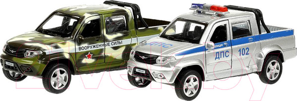 Изображение товара Автомобиль игрушечный Технопарк УАЗ Пикап полиция/война / PICKUP-12DB6-MIP 