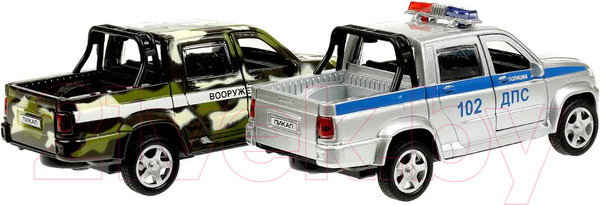 Изображение товара Автомобиль игрушечный Технопарк УАЗ Пикап полиция/война / PICKUP-12DB6-MIP 