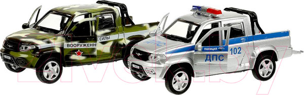 Изображение товара Автомобиль игрушечный Технопарк УАЗ Пикап полиция/война / PICKUP-12DB6-MIP 