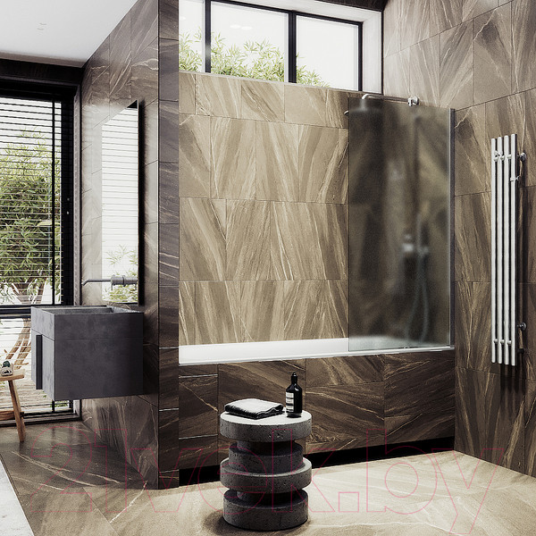 Изображение товара Стеклянная шторка для ванны MaybahGlass MGV-253-5ш (сатин стекло/хром матовый)