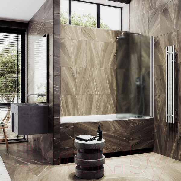 Изображение товара Стеклянная шторка для ванны MaybahGlass MGV-631-5 (сатин стекло/хром матовый)