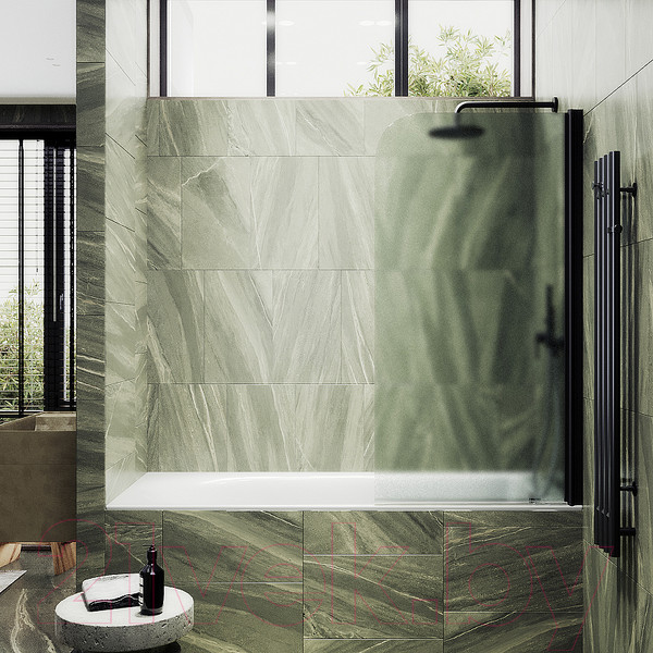 Изображение товара Стеклянная шторка для ванны MaybahGlass MGV-620-6 (сатин стекло/черный)