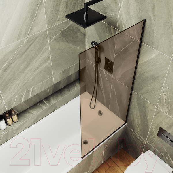 Изображение товара Стеклянная шторка для ванны MaybahGlass MGV-250-6у (бронзовое стекло/черный)