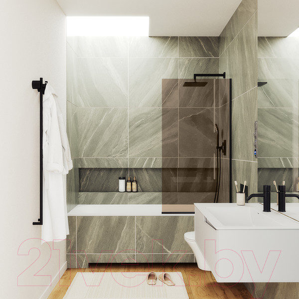 Изображение товара Стеклянная шторка для ванны MaybahGlass MGV-67-6у (бронзовое стекло/черный)