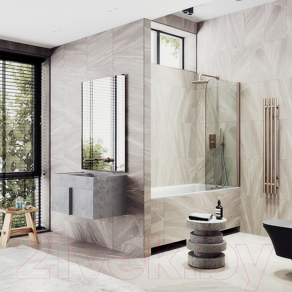 Изображение товара Стеклянная шторка для ванны MaybahGlass MGV-596-2 (прозрачное стекло/бронзовый)