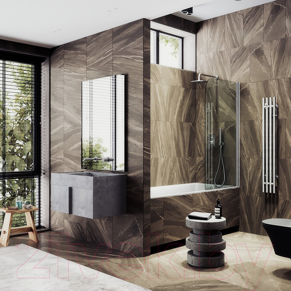 Изображение товара Стеклянная шторка для ванны MaybahGlass MGV-600-5 (прозрачное стекло/хром матовый)