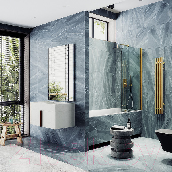 Изображение товара Стеклянная шторка для ванны MaybahGlass MGV-600-4 (прозрачное стекло/хром глянцевый)