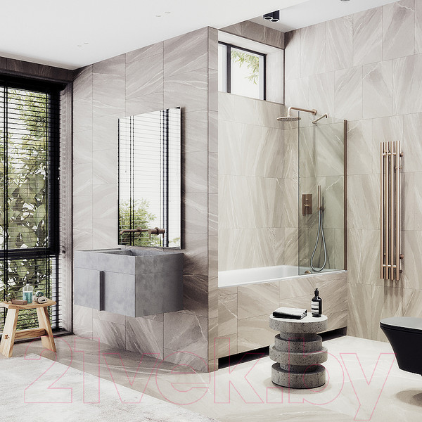 Изображение товара Стеклянная шторка для ванны MaybahGlass MGV-62-2ш (прозрачное стекло/бронзовый)