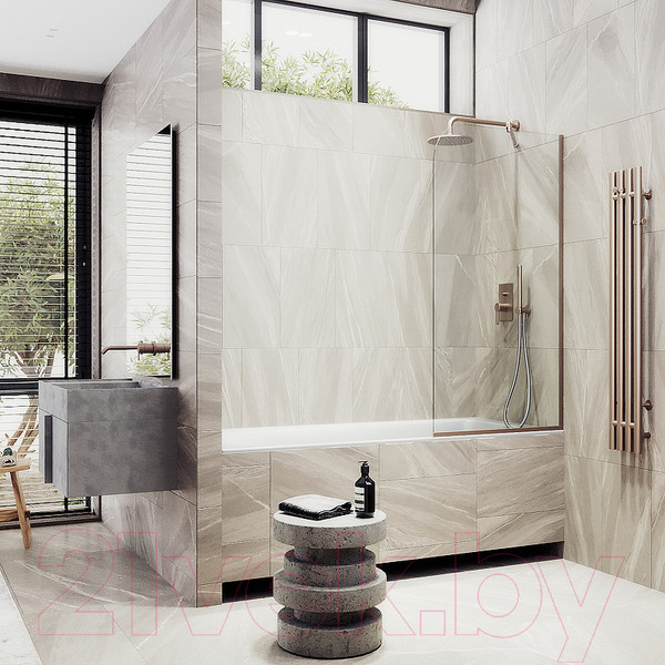 Изображение товара Стеклянная шторка для ванны MaybahGlass MGV-248-2у (прозрачное стекло/бронзовый)