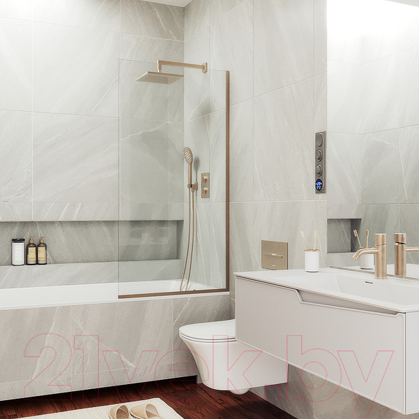 Изображение товара Стеклянная шторка для ванны MaybahGlass MGV-62-2у (прозрачное стекло/бронзовый)