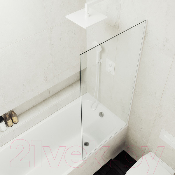 Изображение товара Стеклянная шторка для ванны MaybahGlass MGV-61-1у (прозрачное стекло/белый матовый)
