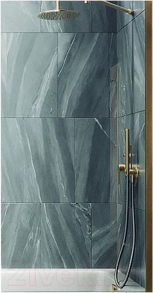 Изображение товара Стеклянная шторка для ванны MaybahGlass MGV-61-3ш (прозрачное стекло/золотой)