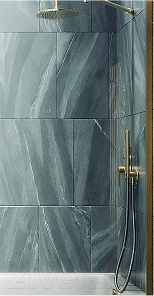 Изображение товара Стеклянная шторка для ванны MaybahGlass MGV-64-3ш (прозрачное стекло/золотой)