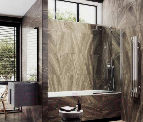 Изображение товара Стеклянная шторка для ванны MaybahGlass MGV-62-4у (прозрачное стекло/хром глянцевый)