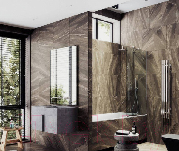 Изображение товара Стеклянная шторка для ванны MaybahGlass MGV-62-4у (прозрачное стекло/хром глянцевый)