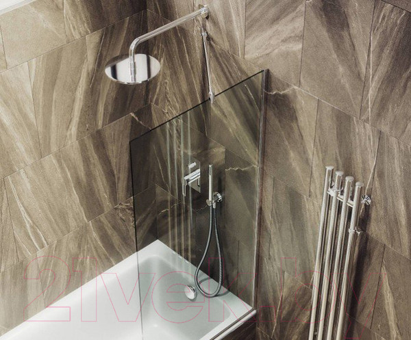 Изображение товара Стеклянная шторка для ванны MaybahGlass MGV-61-4у (прозрачное стекло/хром глянцевый)