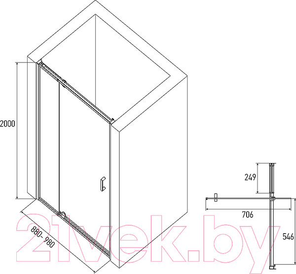 Изображение товара Душевая дверь Alex Baitler AB78C90