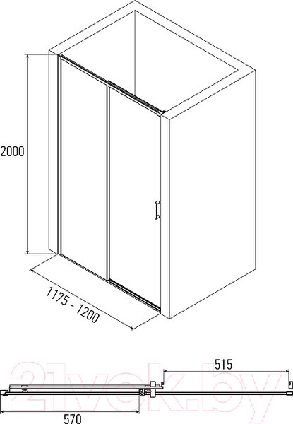 Изображение товара Душевая дверь Alex Baitler AB61B120