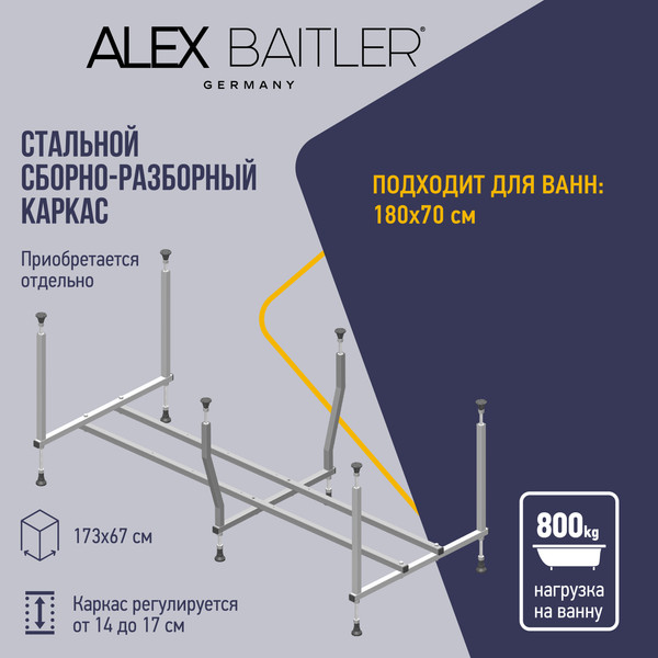 Изображение товара Каркас Alex Baitler 180х70 / KN18 (для акриловых ванн)