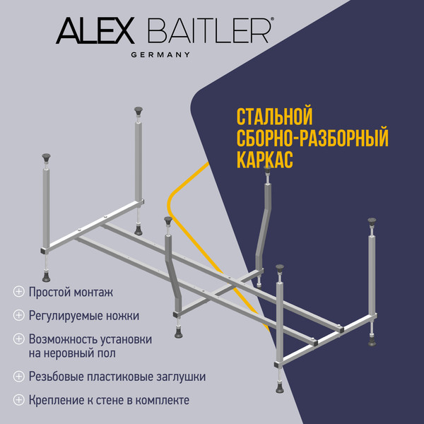 Изображение товара Каркас Alex Baitler 180х70 / KN18 (для акриловых ванн)