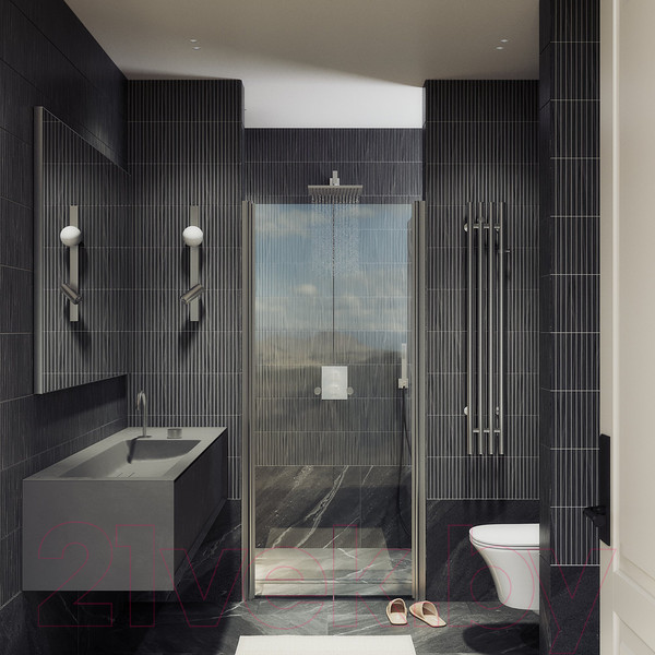 Изображение товара Душевая дверь MaybahGlass 198x120 / MGD-425-5 (прозрачное стекло/хром матовый)