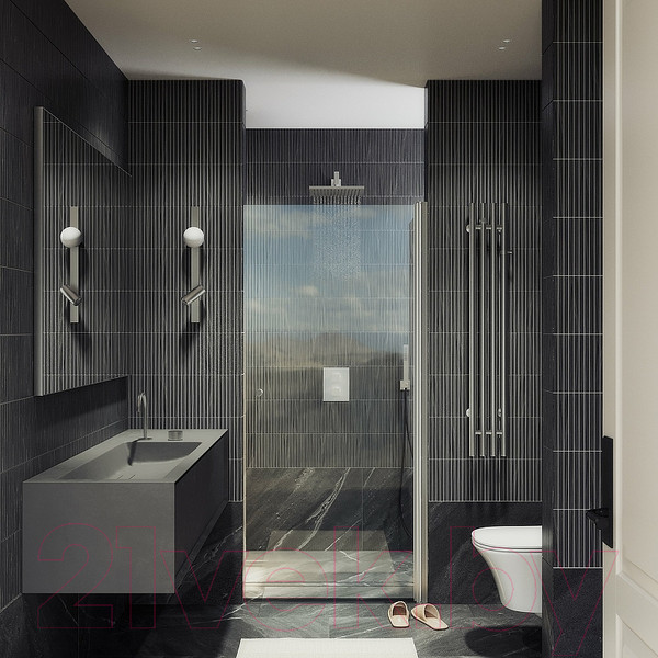 Изображение товара Душевая дверь MaybahGlass 198x60 / MGD-797-5 (прозрачное стекло/хром матовый)