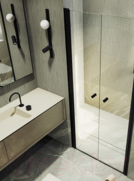 Изображение товара Душевая дверь MaybahGlass 198x89 / MGD-423-6 (прозрачное стекло/черный)