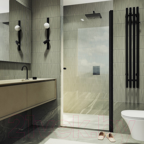 Изображение товара Душевая дверь MaybahGlass 198x60 / MGD-797-6 (прозрачное стекло/черный)