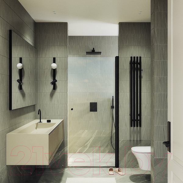 Изображение товара Душевая дверь MaybahGlass 198x60 / MGD-797-6 (прозрачное стекло/черный)