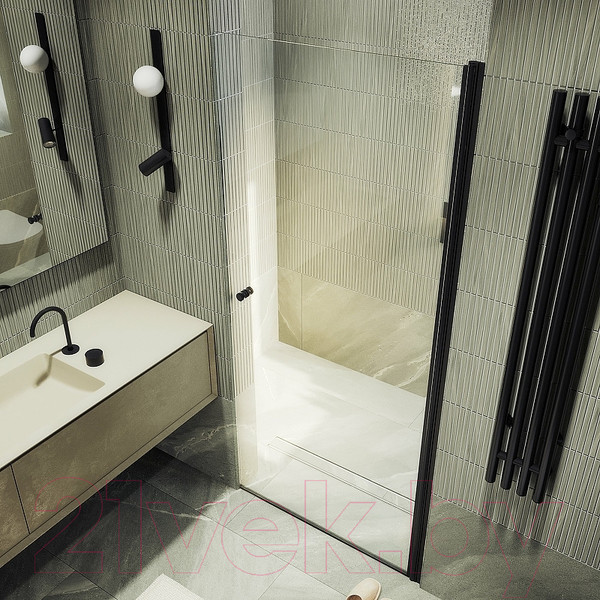 Изображение товара Душевая дверь MaybahGlass 198x60 / MGD-797-6 (прозрачное стекло/черный)