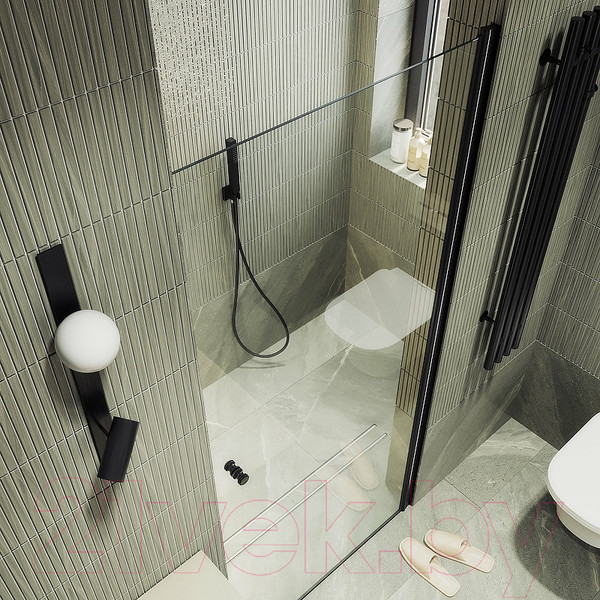 Изображение товара Душевая дверь MaybahGlass 198x60 / MGD-797-6 (прозрачное стекло/черный)