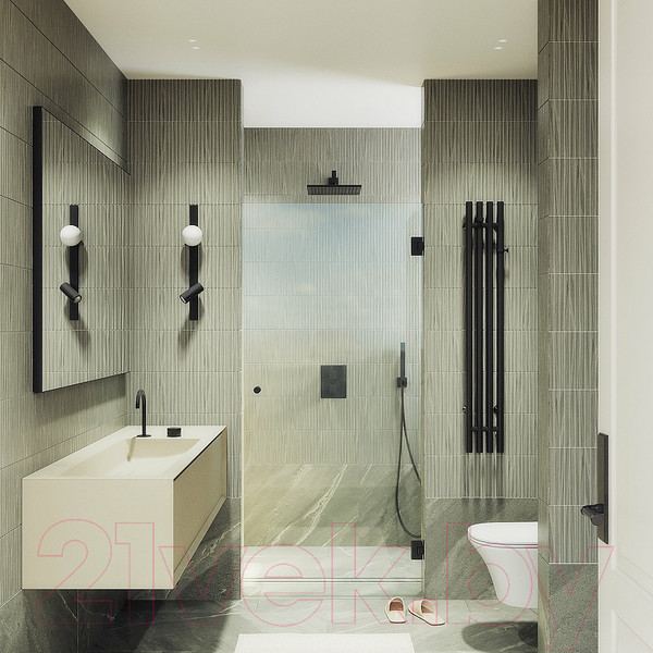 Изображение товара Душевая дверь MaybahGlass 195x80.5 / MGD-508-6 (прозрачное стекло/черный)