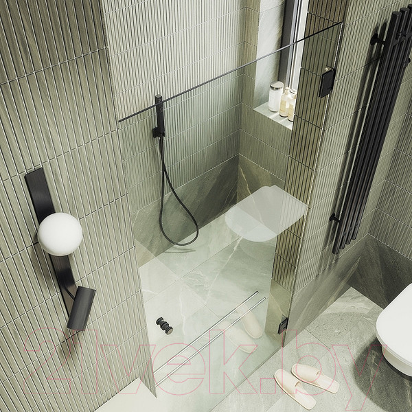 Изображение товара Душевая дверь MaybahGlass 195x80.5 / MGD-508-6 (прозрачное стекло/черный)