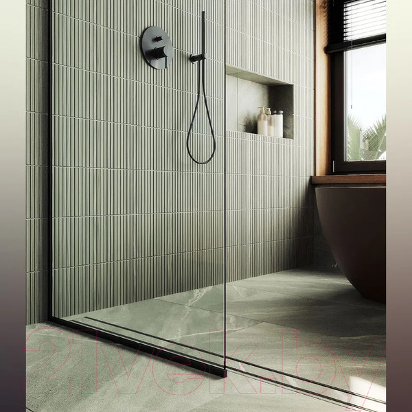 Изображение товара Душевая стенка MaybahGlass 195x79 / MGD-695-6у (прозрачное стекло/черный)