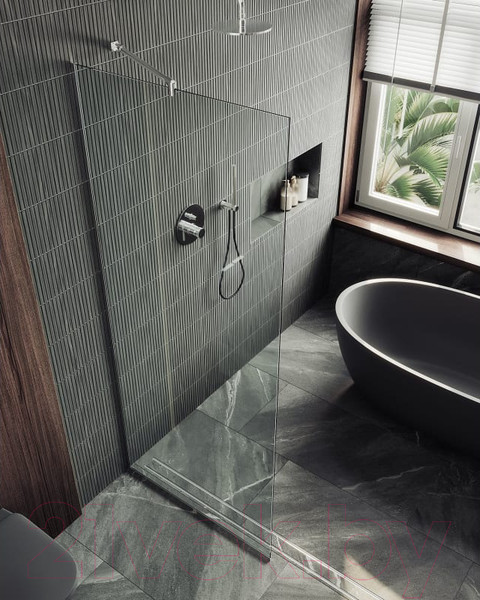 Изображение товара Душевая стенка MaybahGlass 195x109 / MGD-677-5у (прозрачное стекло/хром матовый)