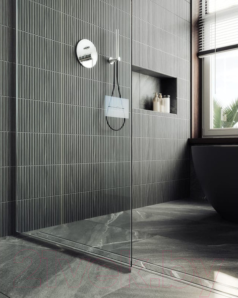 Изображение товара Душевая стенка MaybahGlass 195x109 / MGD-677-5у (прозрачное стекло/хром матовый)