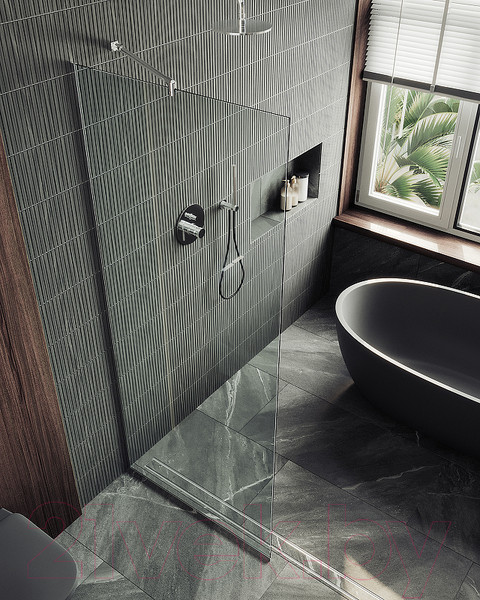 Изображение товара Душевая стенка MaybahGlass 195x79 / MGD-695-5у (прозрачное стекло/хром матовый)