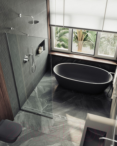 Изображение товара Душевая стенка MaybahGlass 195x79 / MGD-695-5у (прозрачное стекло/хром матовый)