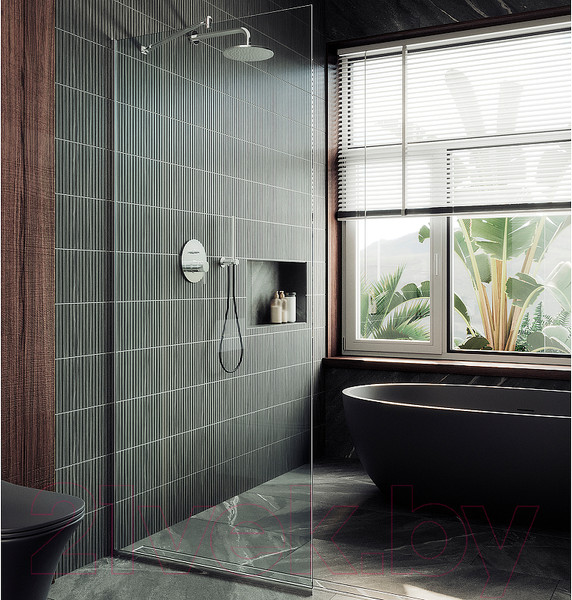 Изображение товара Душевая стенка MaybahGlass 195x89 / MGD-689-5у (прозрачное стекло/хром матовый)