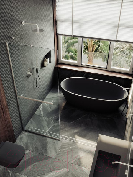 Изображение товара Душевая стенка MaybahGlass 195x109 / MGD-708-5у (прозрачное стекло/хром матовый)