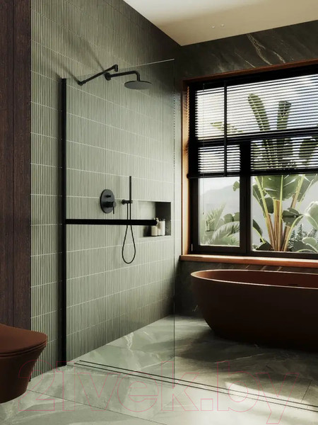 Изображение товара Душевая стенка MaybahGlass 195x109 / MGD-708-6у (прозрачное стекло/черный)