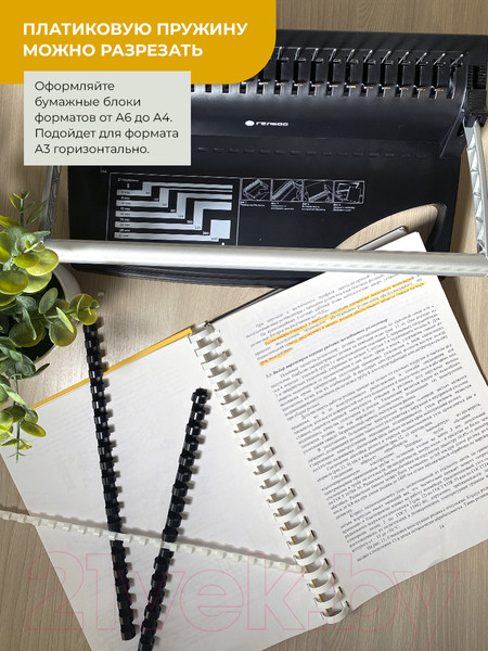 Изображение товара Пружины для переплета Гелеос BCA4-6WB 6мм (100шт, белый/черный)