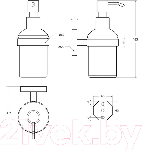 Изображение товара Дозатор для жидкого мыла Cezares RELAX-SOIS-V-GM (оружейная сталь)
